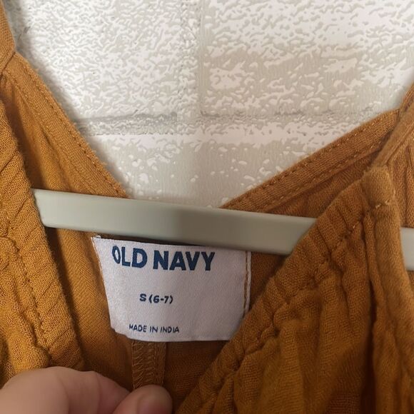 Old Navy Girl’s Lightweight Cotton Trendy Mustard Colored Romper - Picture 4 of 7